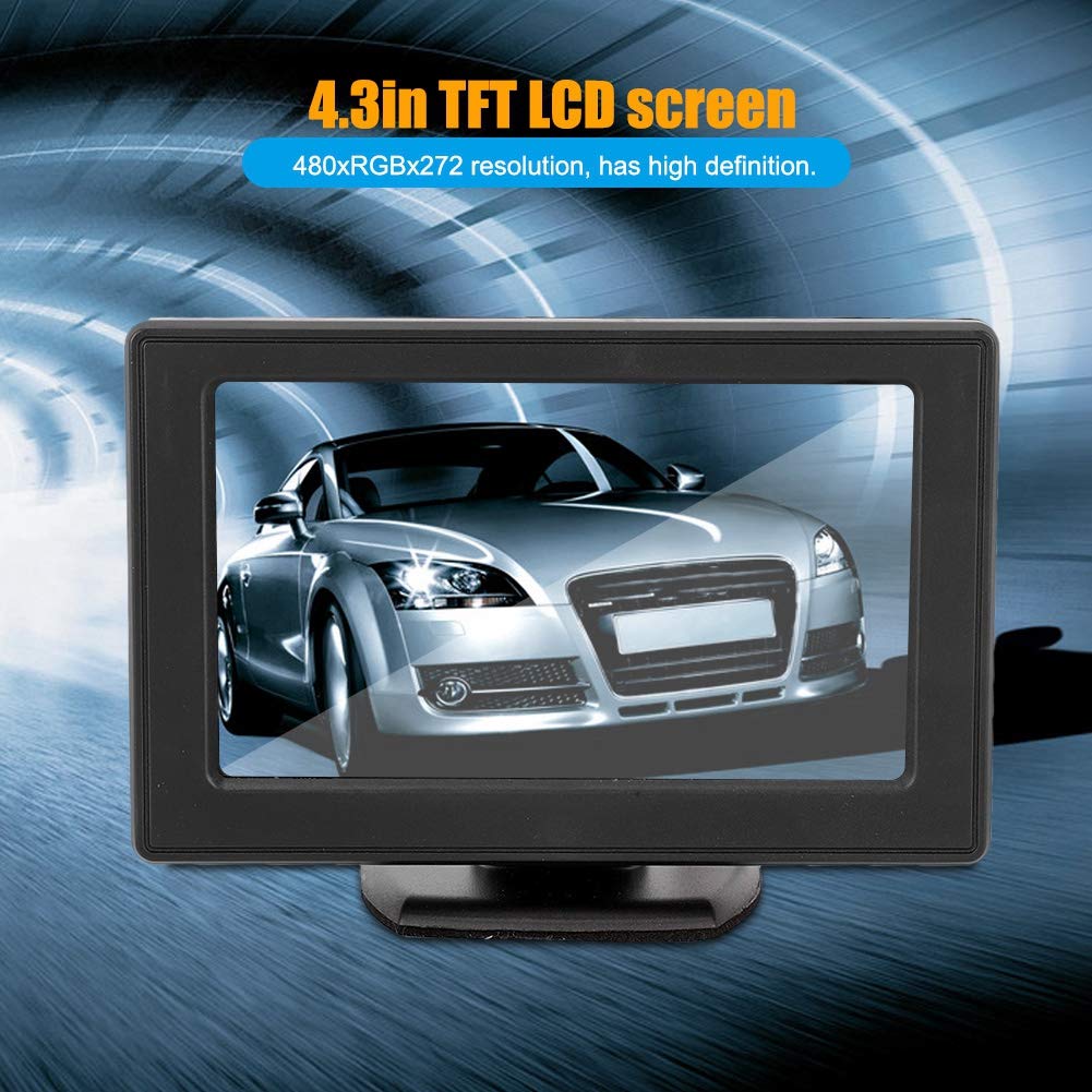 KIMISS Monitor per auto, schermo LCD in plastica TFT 4,3 pollici 3 W Monitor retrovisore a 2 vie con ingresso AV monitor HD per telecamera retromarcia DVD
