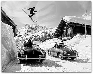 Vintage Ski Jump Black & White Photography: 11x14 Unframed Poster - Skie...