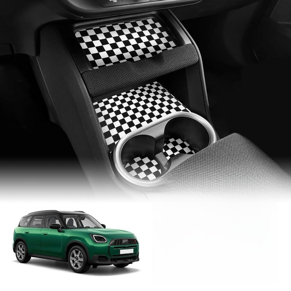 Mauxpiao Grid Car Door Cup & Pocket Non-Slip Mats For Mini Countryman U25 2024-2025, 18-Piece Pu Interior Dustproof Decorative Accessories Rewr/Grid/A