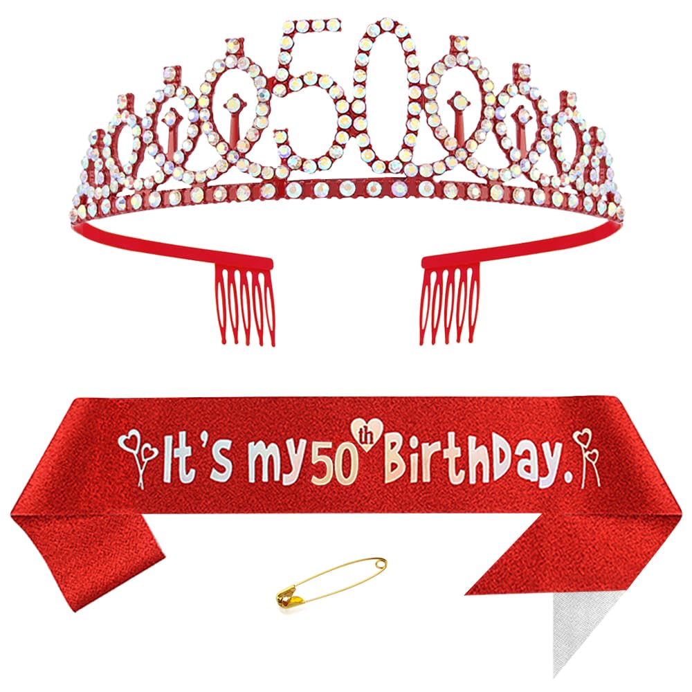 Tiara E Fascia Blu Per 7° Compleanno – Set Regalo Con Corona Di Cristallo E Fascia Glitterata Per Principessa