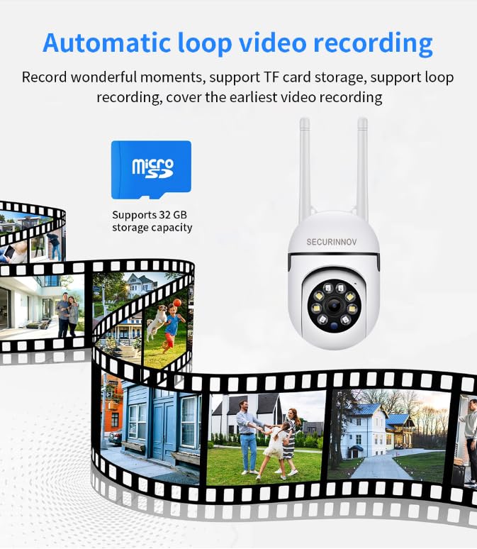 Image of securinnov 4MP WiFi Mini PTZ Home Security Camera | Full HD 1080P | Color Night Vision | Motion Detection | Two-Way Audio | Wireless CCTV Camera for Home Outdoor with Mobile App V380 Pro (Mini PTZ)