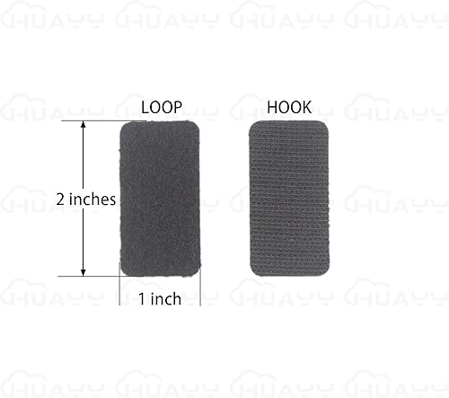 Miniatura 2 de HUAYY Hojas rectangulares de gancho y bucle autoadhesivas (negro, 48 pares de 1 x 2 pulgadas), cierres adhesivos de fuerza industrial, cinta de