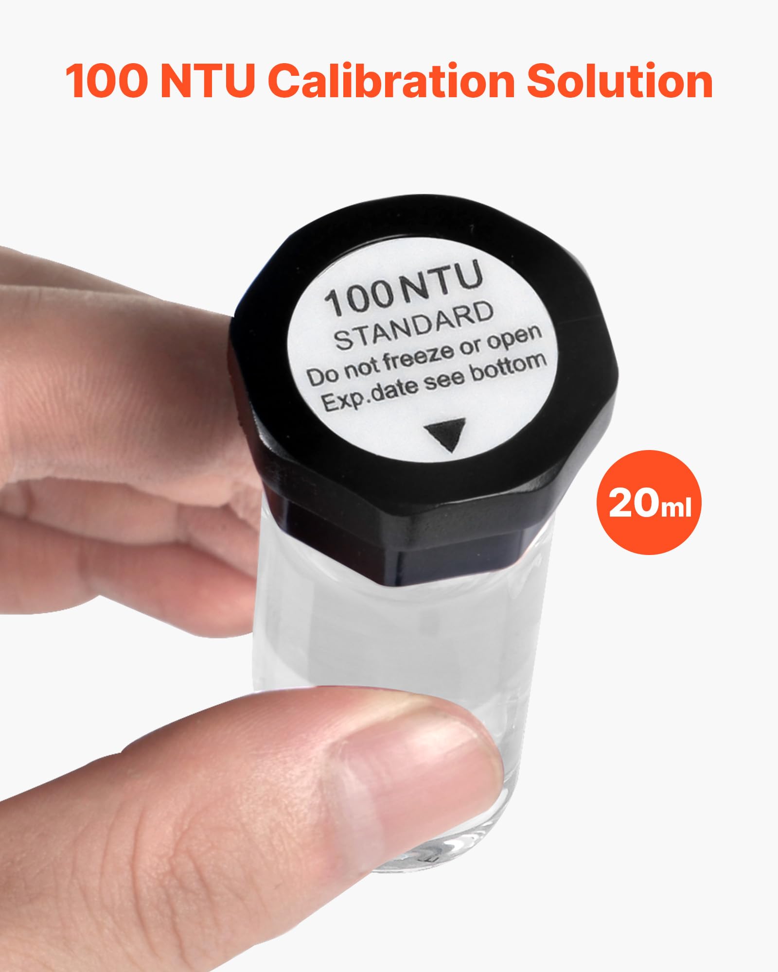 VEVOR Trübungskalibrierlösungs-Kit 20/100/400/800 NTU je 20 ml, 4 Stk. Standard-Trübungslösungs-Nachfüllung für TN2000-Trübungsmessgerät, stoßfester Schutzeinsatz, versiegeltes Flaschendesign