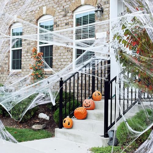 CLHXWU Telarañas Decorativas De Halloween,Tela De Araña Elástica 100g con 30 Arañas Falsas para...
