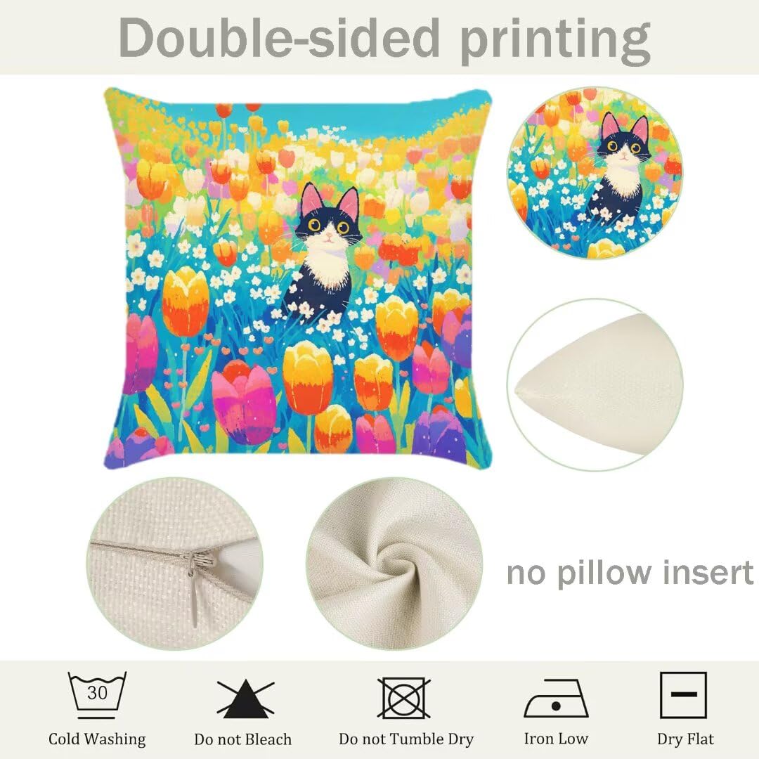 Fundas Cojines 45x45 cm Exterior Cojines Gato Fundas de Almohada Juego de 4, Cuadrados Funda Cojin Jirafa Almohadas con Cremallera, Sofa Cama Decorativos para Hogar, Jardín, Salón y Dormitorio Ym397