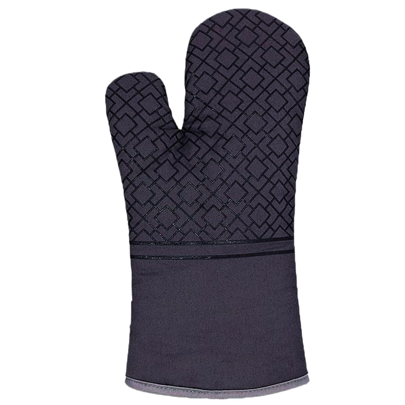 Oven Gloves Kitchen Glove Oven Mittens and Pot Holders High Heat Resistant Extra Long Supplies bbq Utensils for Baking Microwave for Your Kitchen(Black-Gloves)
