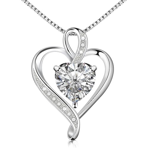 925 Sterling Silver Necklace - Exquisite Silver Jewelry for Women - Heart Pendant Silver Necklace - Birthday, Anniversary, Valentine's Day Gift for Women, Wife, Mom, Girlfriend, Lady
