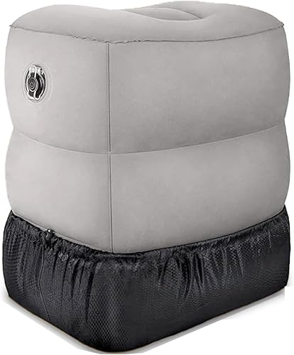 Almohada inflable para pies de viaje, cama para niños pequeños en el aire, almohadas de altura ajustable, reposapiés portátil de 3 capas, reposapiés