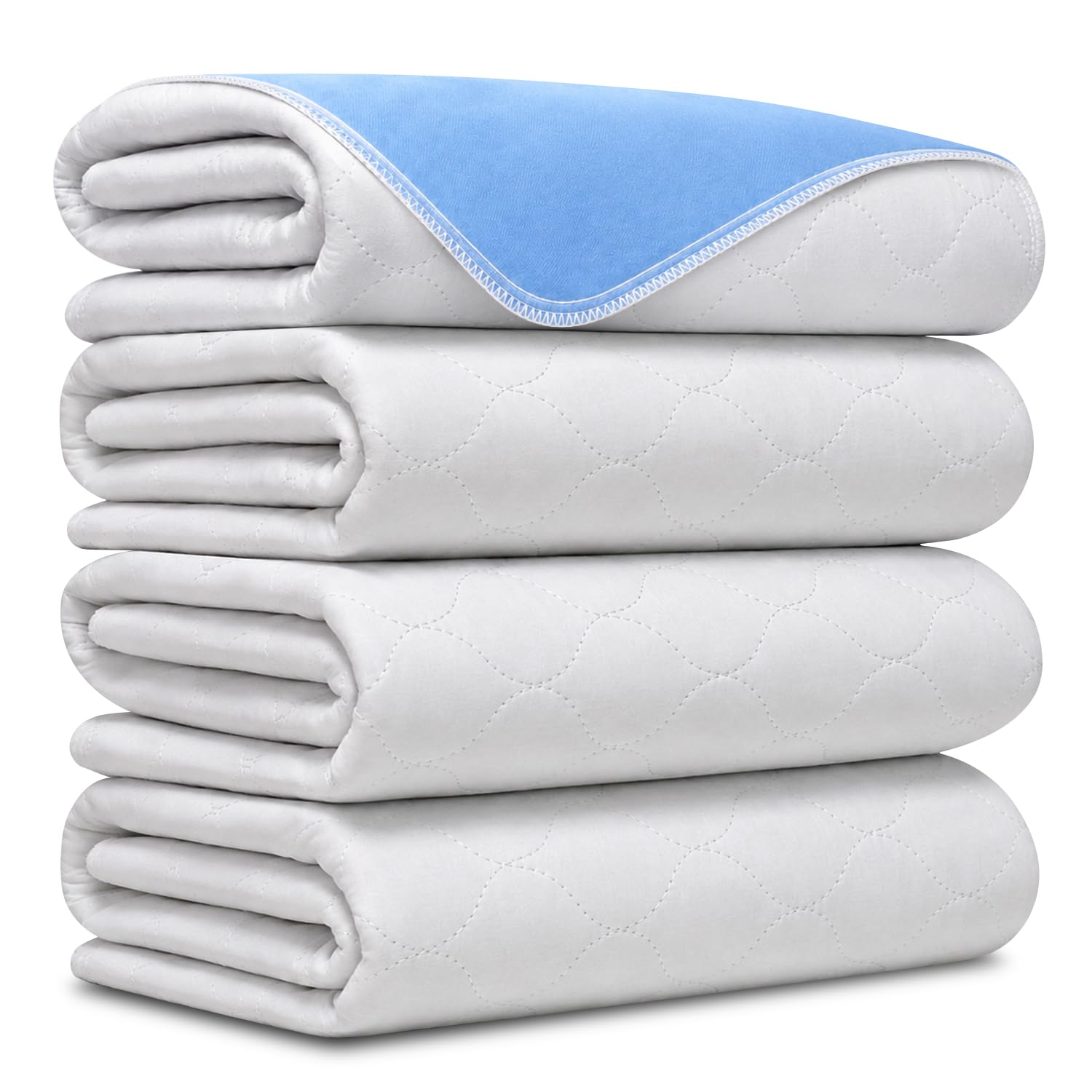 Protector de Cama Lavable 86 x 91 cm (Paquete de 4), para Adultos o niños con incontinencia y mojar la Cama, Protector de colchón súper Absorbente