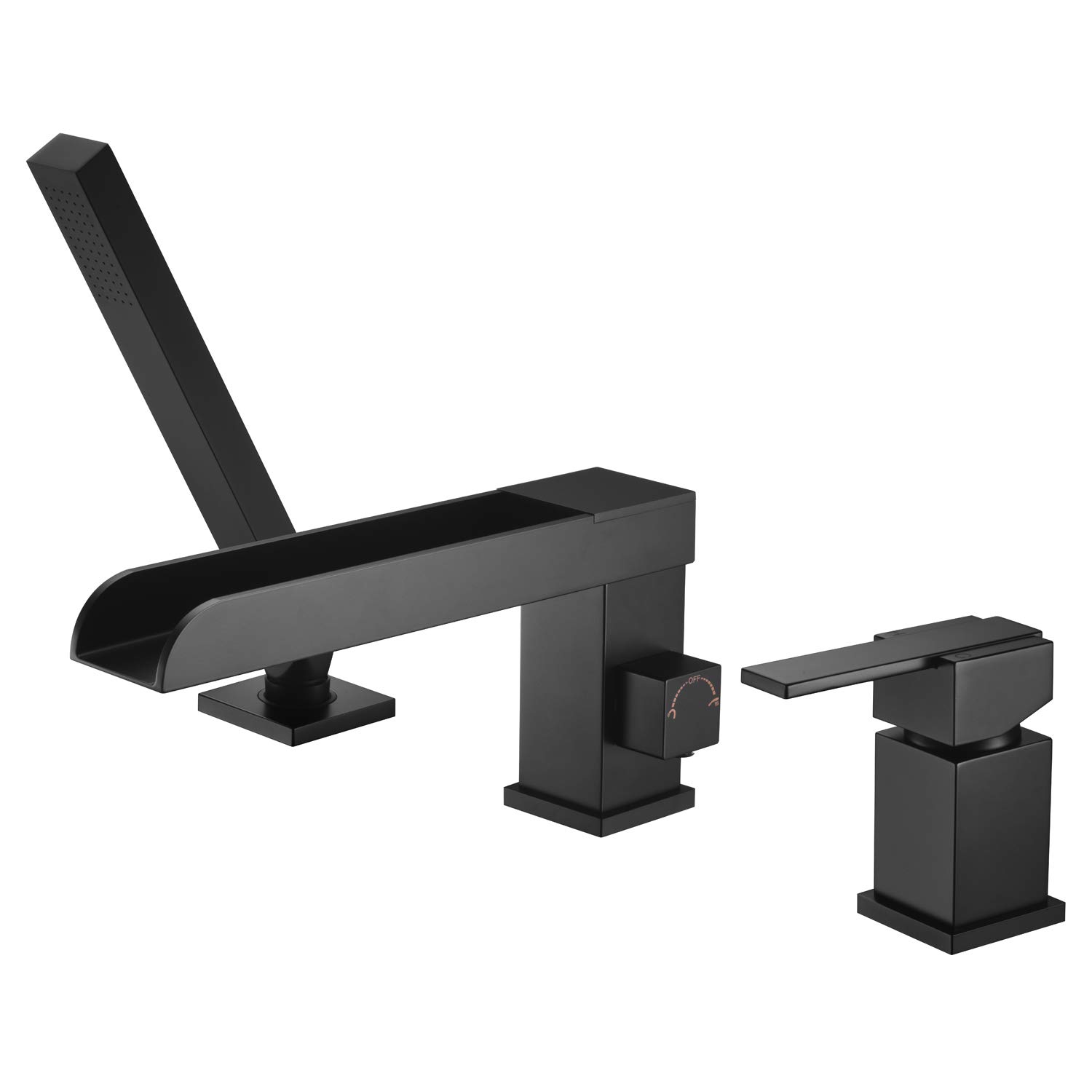 Robinet de baignoire cascade noir mat Kruzoo design premium à 3 trous