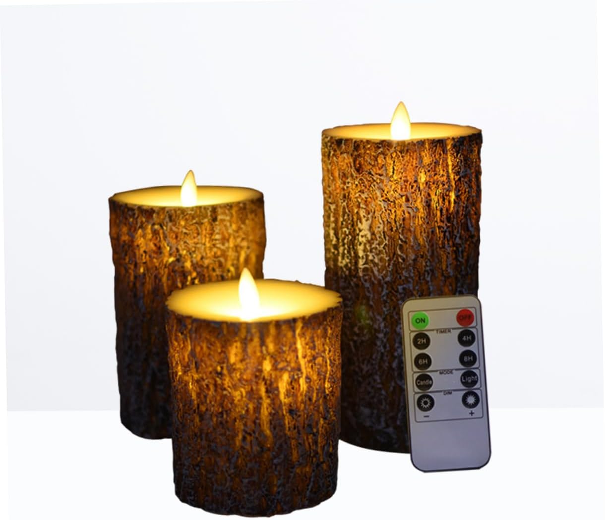 DOITOOL 3pcs Pine Shape Remote Control Led Candle Lights for Romantic Party Decoration Flameless Tealights for Safe Indoor Use Battery Operated Realistic Flickering Effect