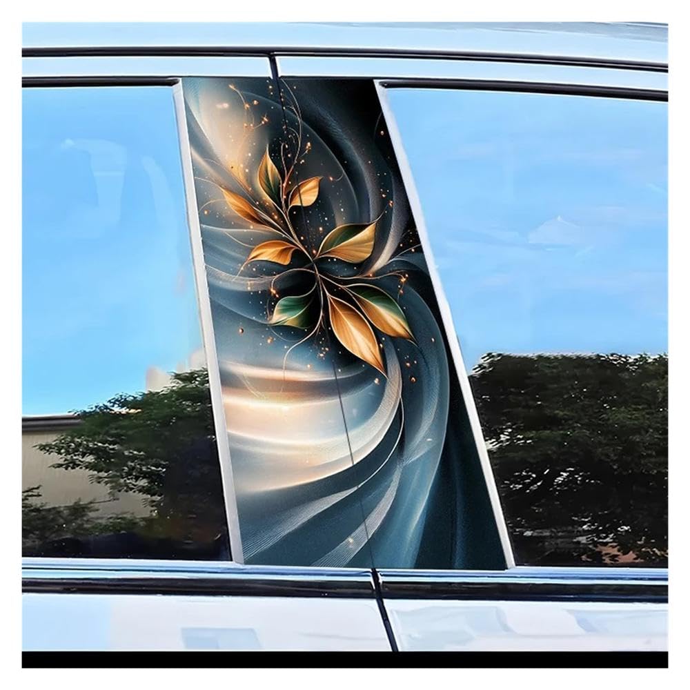 Auto Accessory 2pcs Car Center Pillar Stickers Leaf Vein Flower Scratch Protection