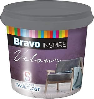 Bravo Inspire Velour Decorative Topcoat for Interior Walls, Polymer Resin, Special Effect Pigments, 1l (Gold)