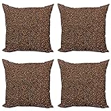 ABAKUHAUS Chocolat Lot de Housses de Coussin en 4 pièces, Chocolat Malt Orge, Impression Numérique Recto-Verso Moderne, 45 cm x 45 cm, Marron