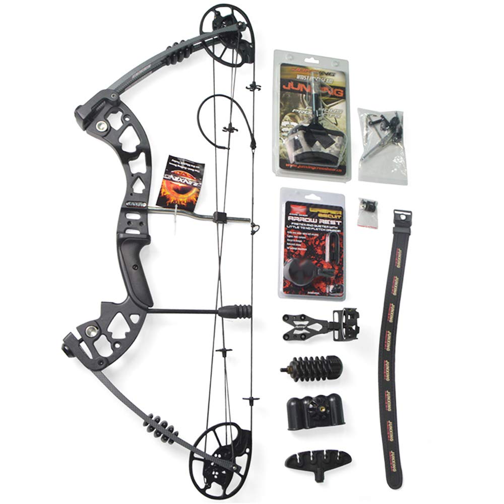 Compoundbogen Set Jagdbogen 30-70lbs Einstellbar Jagdbogen mit Bogen Zubehör Erwachsene Compound Bögen Bogenschießen Jagd 320 FPS Rechtshänder (Schwarz Bogen)