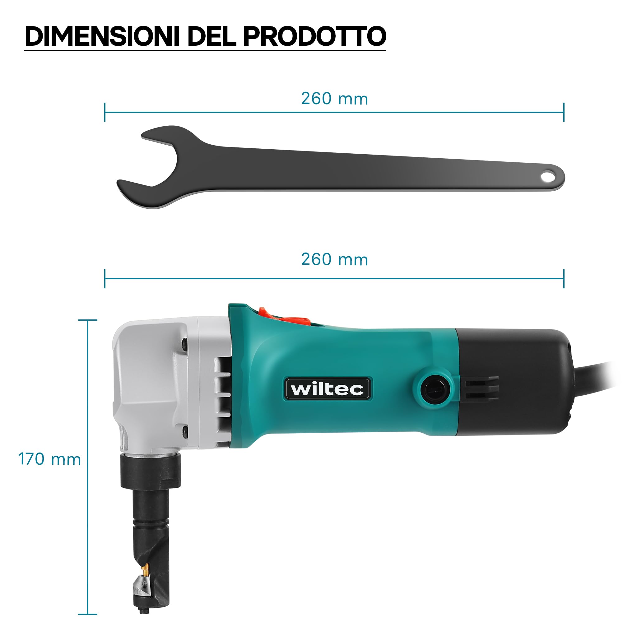 Roditrice per lamiera 500W profondità di taglio 2,5mm testa rotabile 360°