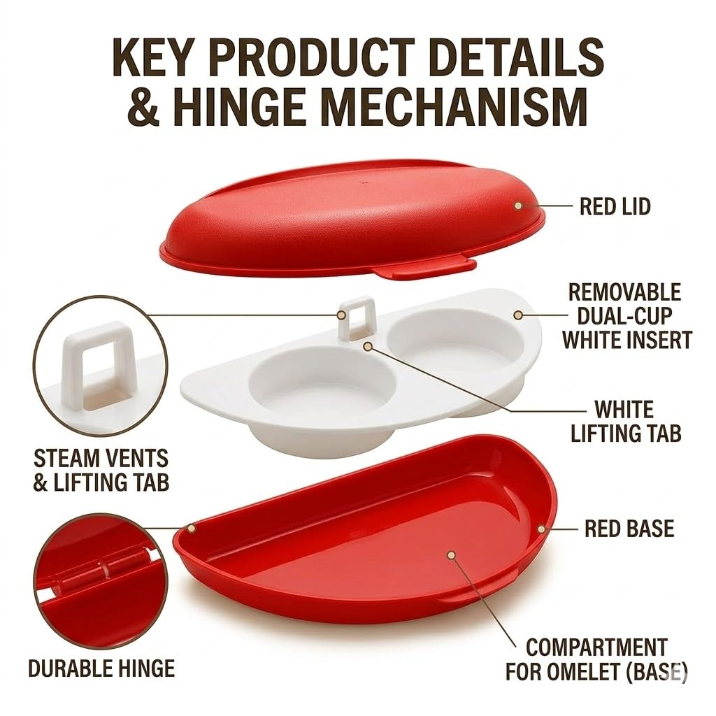 Mikrowellen Eierkocher 2-in-1, Eierkocher Mikrowelle mit Pochierte Eier Form,Vielseitiger Egg Poacher für Rührei, Omelette und gekochte Eier, Schnelles Frühstück, Küchenhelfer aus