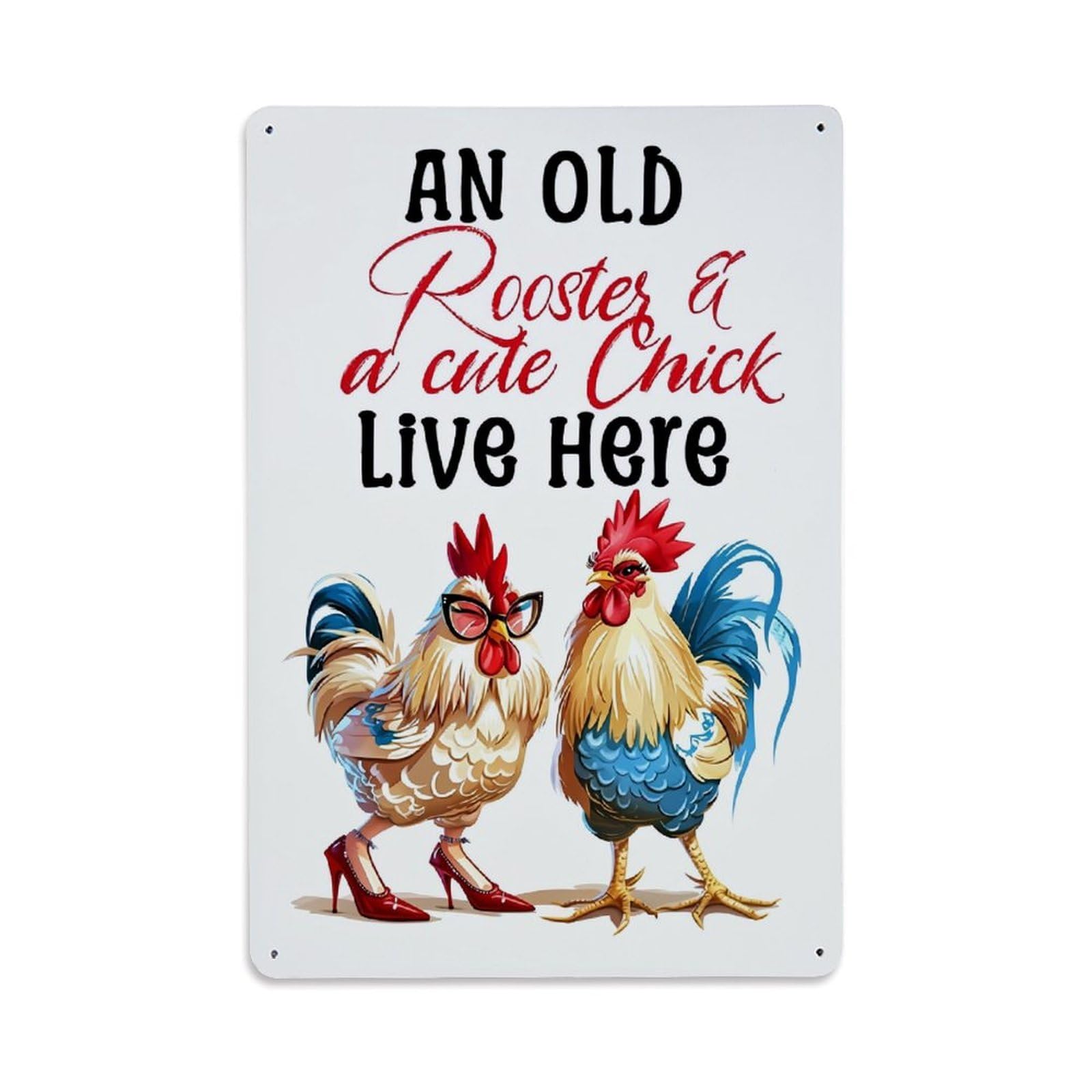 Jdfenggu Vintage Rooster Chick Fashion Fun Art Retro Metal Tin Sign, Decor Art Poster For Bar, Home, Man Cave, Kitchen, Laundry Room Gift 8X12inch