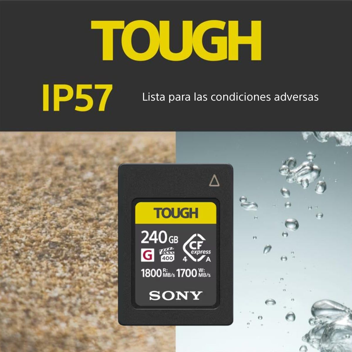 Sony CEA-G240T Tarjeta de Memoria Flash Cfexpress Tipo A Tough de 240 GB. Serie G de Alta Velocidad VPG400 con garantía de Rendimiento de vídeo (Lectura de 1800 MB/s y Escritura de 1700 MB/s)
