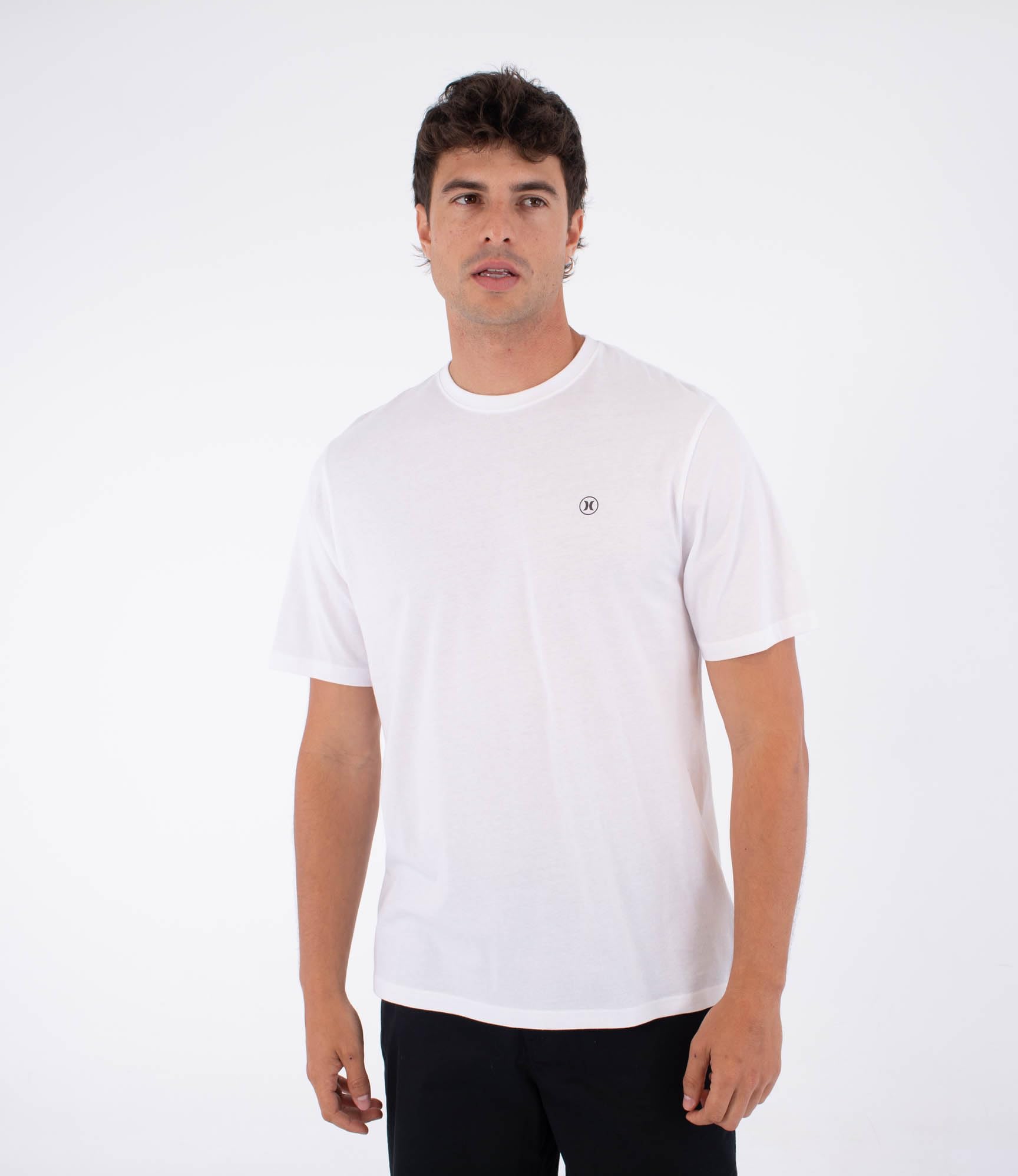 Hurley Mens Short Sleeve Printing Press Icon Circle T-Shirt, White, XL EU