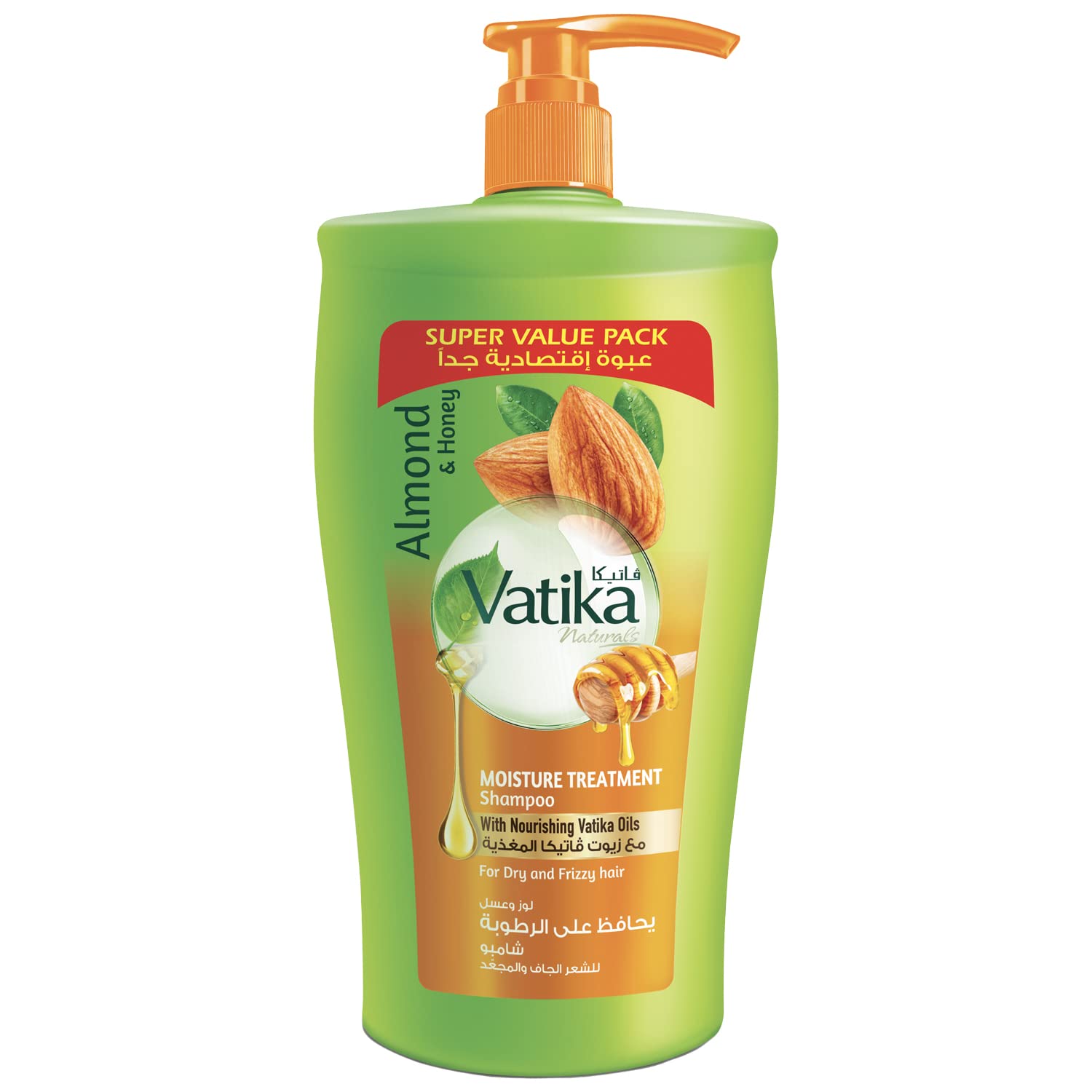 Vatika Naturals Moisture Treatment Shampoo- 1000 ml | Almond & Honey | Smoothens, Adds Shine & Manageability | For Dry, Frizzy & Coarse Hair