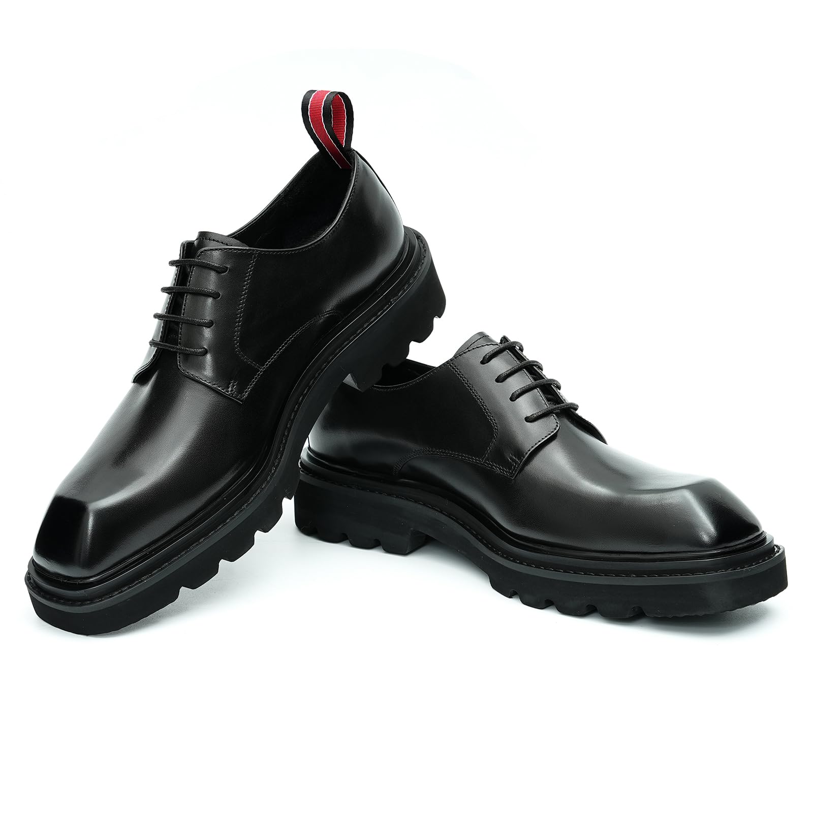 Derbys Punta Quadrata con Suola Spessa da Uomo Scarpe da Abito Affari Casuale