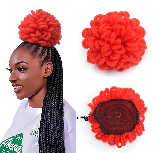 Yinmei Baibian Loc Cola de caballo con cordón de pétalo, bollos de rastas afro rojas, cola de caballo, cola de caballo rizada para mujeres negras, Yinmei Baibian Loc Cola de caballo con cordón de pétalo, bollos de rastas afro rojas, cola de caballo, cola de caballo rizada para mujeres negras,