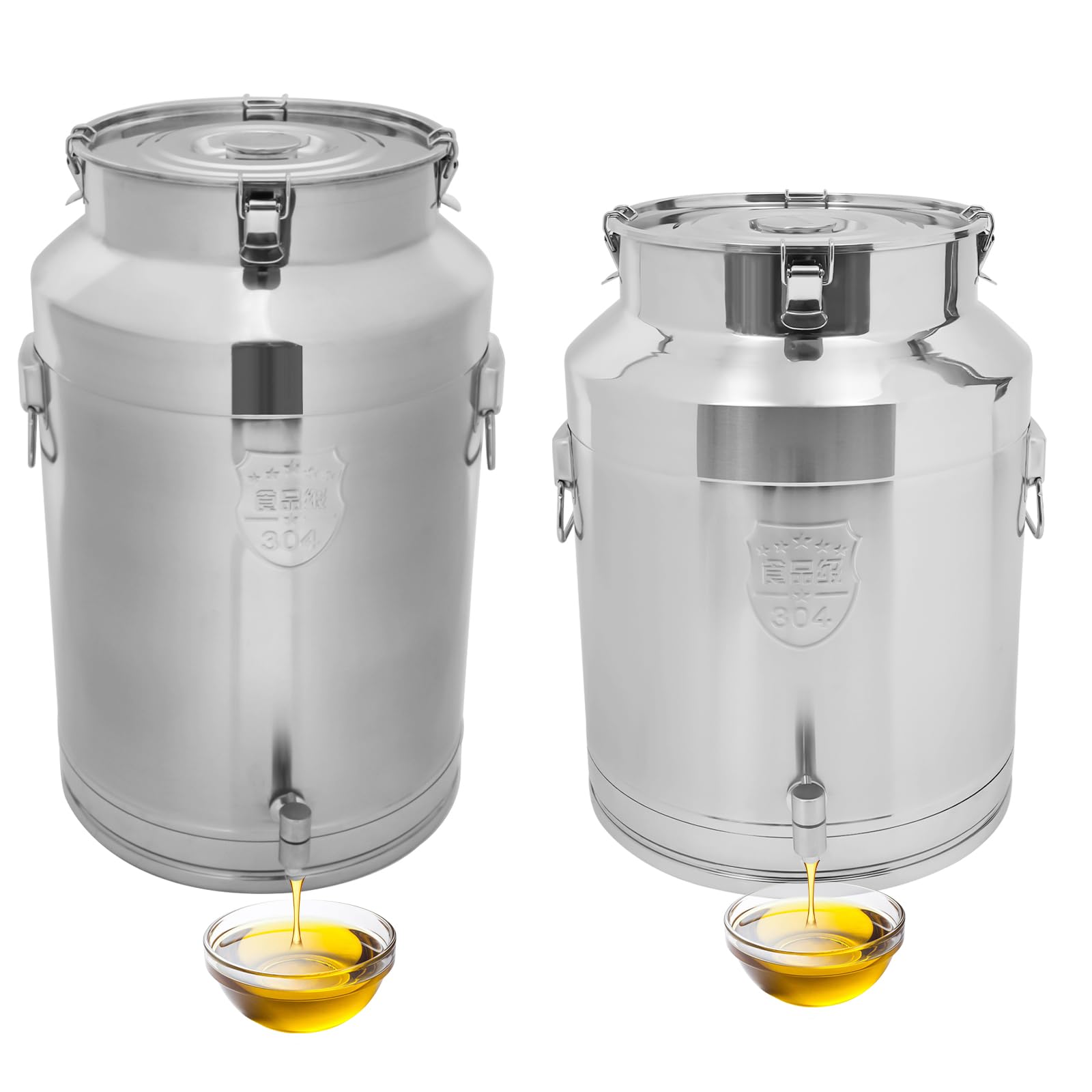 MSAIERPLR Milk Can With Sealed Lid 304 Stainless Steel Milk Jug Milk Can Stainless Steel Milk Pail 76L Heavy Duty Milk Bucket Wine Water Tank for Kitchen Rice Cereal Grain Canisters Container Silver