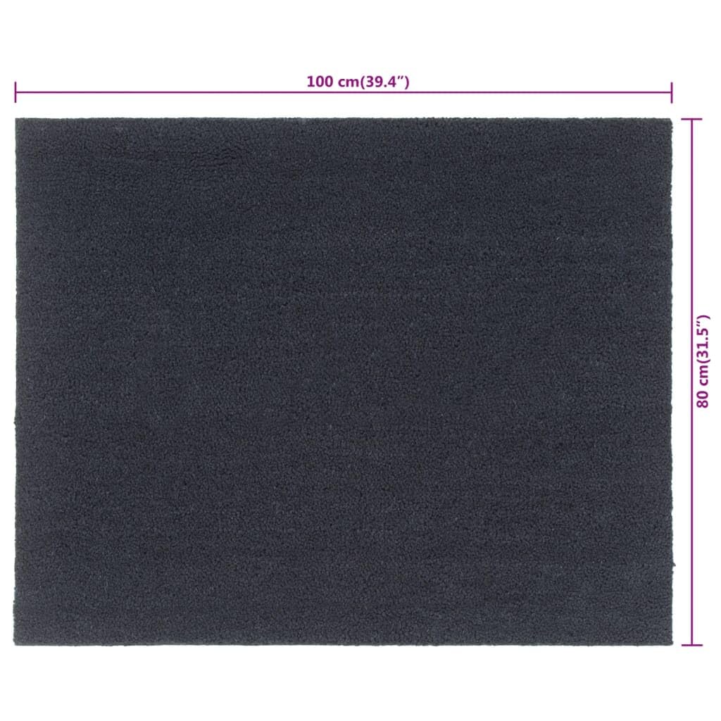 Ciemnoszara wycieraczka z włókna kokosowego, 80 x 100 cm, igłowana, antypoślizgowy spód z PCW, wytrzymała, do użytku wewnątrz i na zewnątrz, mata zatrzymująca brud do wejścia, kuchni