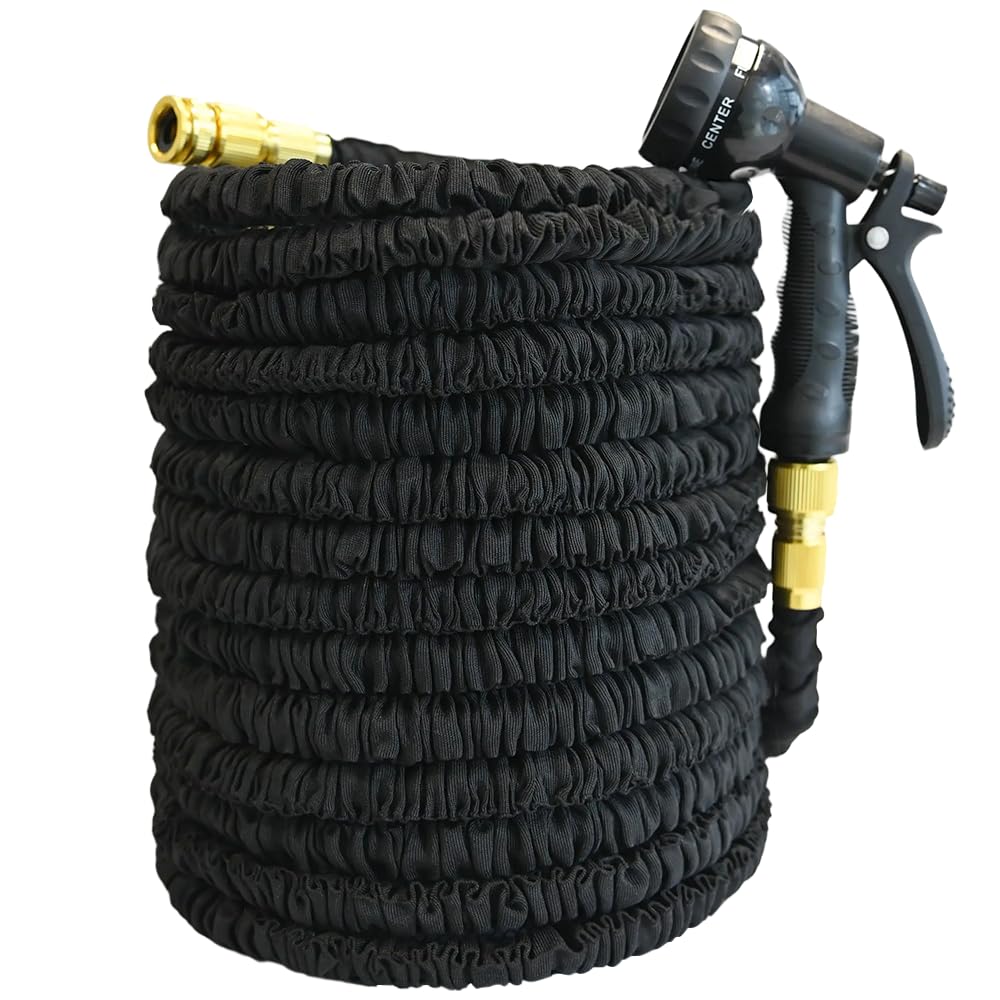 Ram Online Black Ram® Expanding Garden Hose, 100Ft, Flexible Rubber, For Garden Watering And Lawn