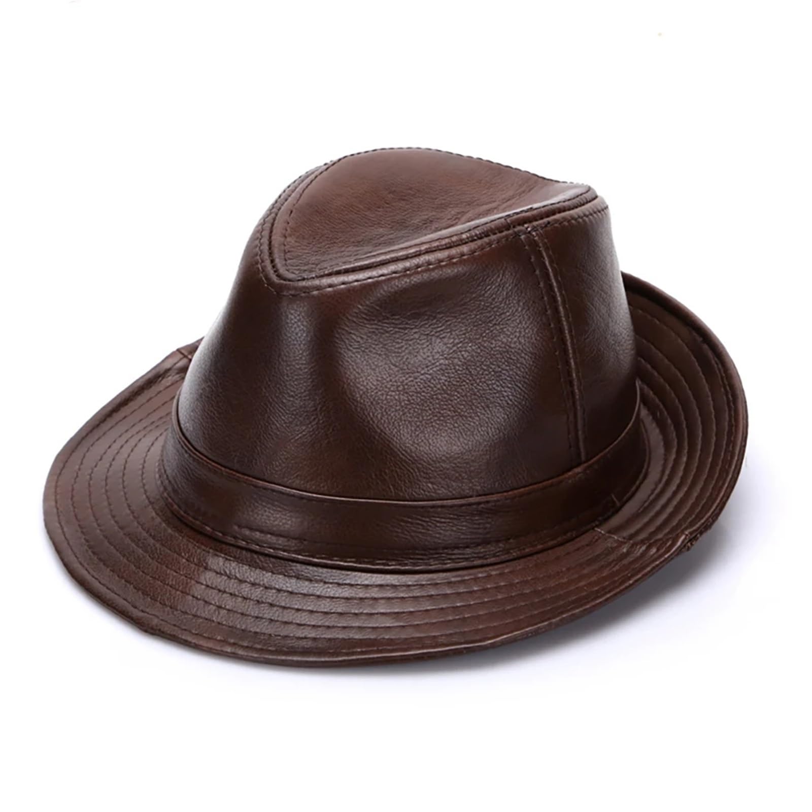 Cappello Cowboy Cappellini da Uomo Cappelli da Cowboy Caldi Autunno Inverno Cappelli a Cilindro in Pelle PU da Uomo