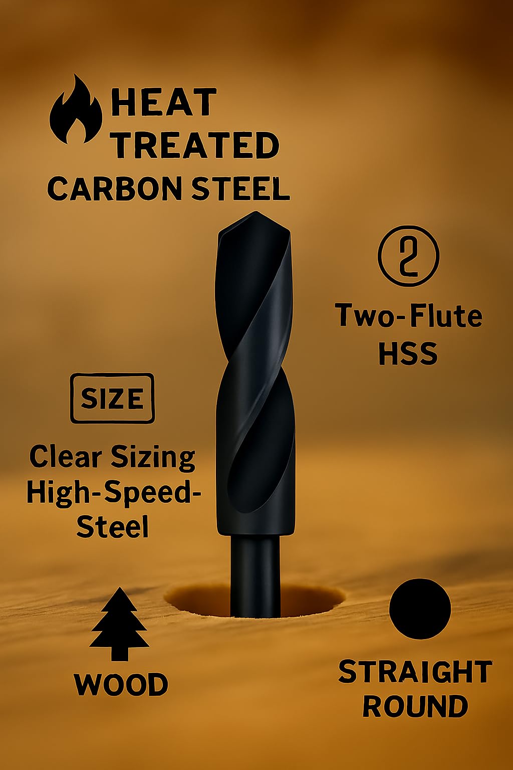 VCT Juego de 8 brocas Deming plateadas, tamaños métricos de 13 mm a 25 mm, vástago de 1/2 pulgada, acero al carbono de alta velocidad, totalmente molido, metal de precisión, caja de almacenamiento