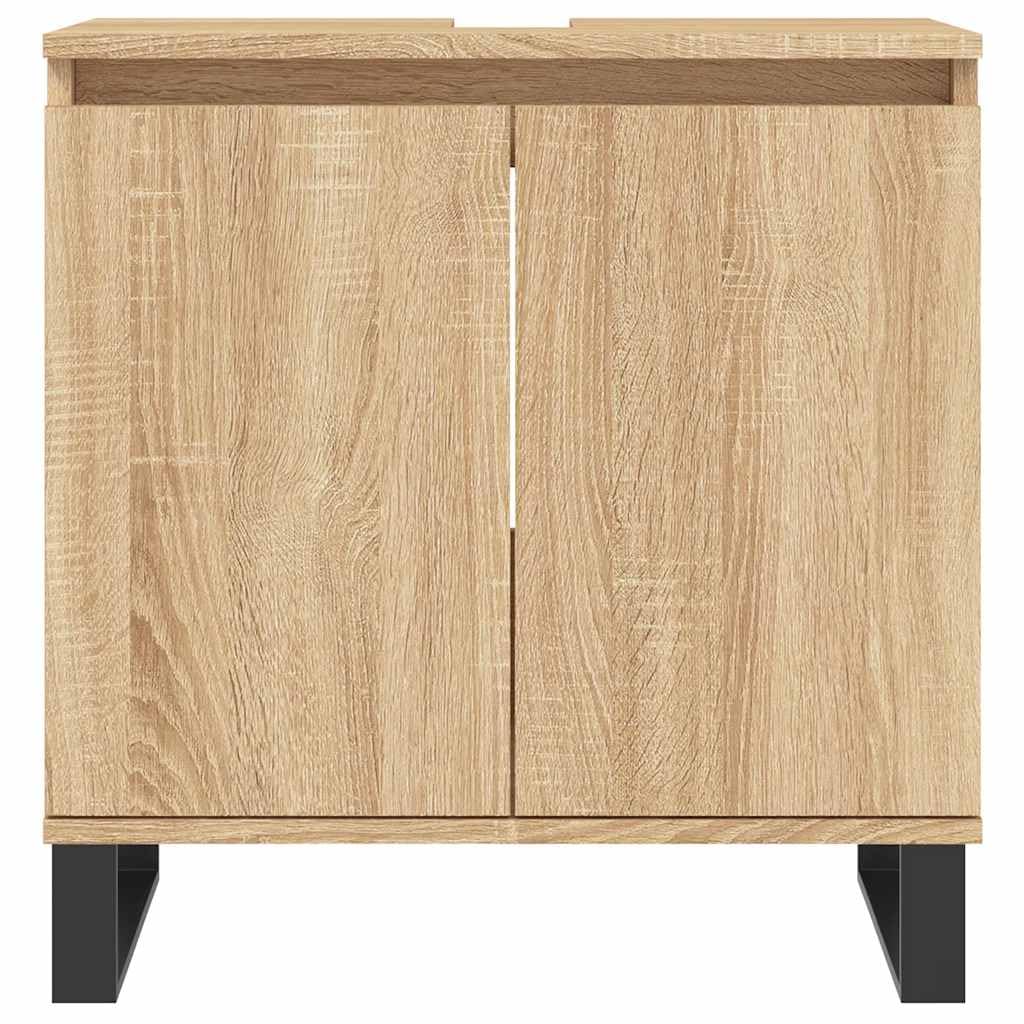 Szafka łazienkowa Sonoma dąb z materiału drewnopochodnego i żelaza, 58 x 33 x 60 cm, 1 półka z 2 drzwiami, dużo miejsca do przechowywania mebli łazienkowych i mebli łazienkowych w toalecie