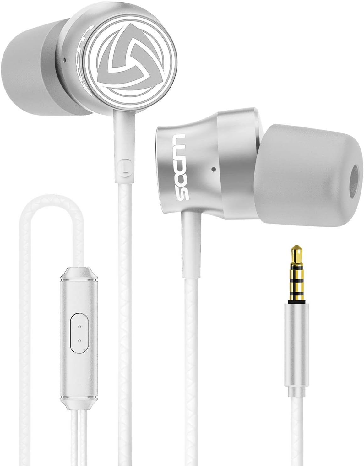 LUDOS Turbo Wired Earbuds in-Ear Ergonomic Earphones with Microphone, Memory Foam, Durable Cable, Bass, Auriculares in-Ear Headphones for iPhone, iPad, Apple, Computer, Laptop, PC