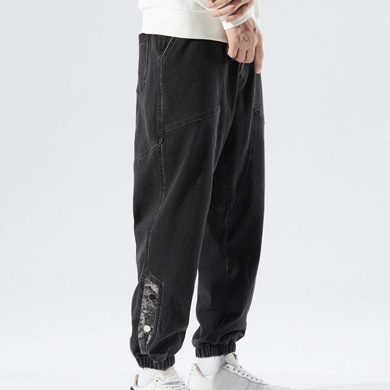 Pantalones Hombre Vaqueros-Pantalones Vaqueros de Moda para Hombre, Bordados, Tallas Grandes, con cordón, Pantalones de Trabajo para Hombre