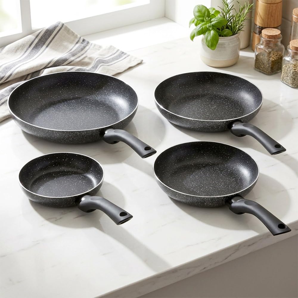 Vilde SIMPLE HOME patelnie granitowe 16/20/24/28 cm 4 sztuki