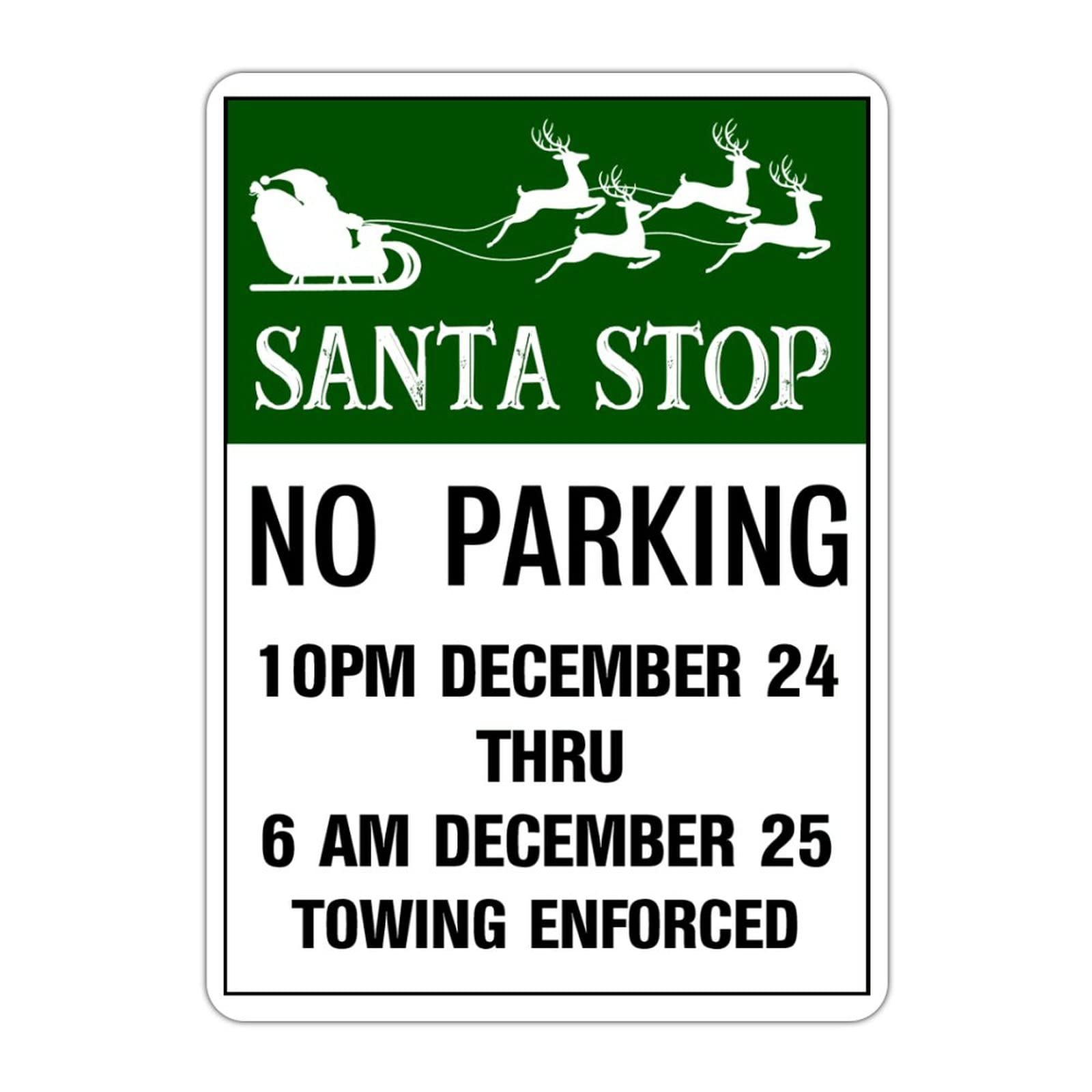 ENEDNATE Farmhouse Man Cave Warning Metal Sign Santa Stop No Parking Retro Notice Street Aluminum Tin Metal Signs for Indoor & Outdoor Yard Garden Fence Garage Home Décor 12x16 Inch