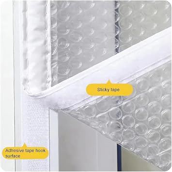Window Insulation Kit for Windows, Tear Resistant Translucent Indoor Window Plastic for Winterizing, with Self-Adhesive Hook & Loop Tape (W 75xH 105cm)