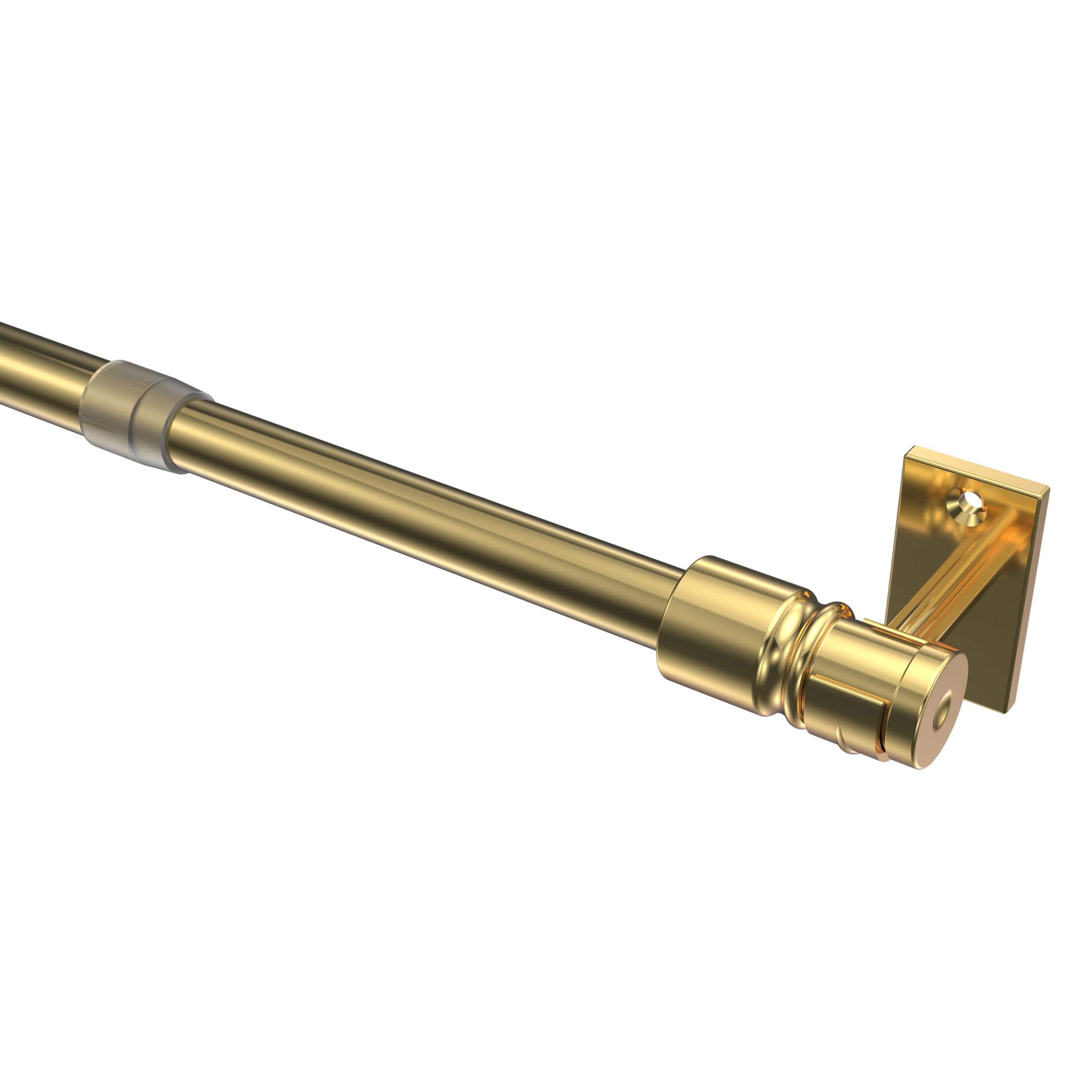 INTERDECO Cafehausstange ausziehbar, Scheibenstange 12/10 mm aus Metall und Kunststoff, zum Anschrauben oder Kleben, Messing-farbig, für Scheibengardinen und Kurzgardinen, Typ 2012011, 135-225 cm