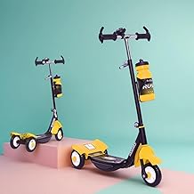 Fun Ride Funride Kids Scooter, Rush Three Wheel Kick Scooters for Boys & Girls with Sipper, Bell, Adjustable Height & Rear Brake, 3 Wheels Skate for Age 3-10 Years (Yellow)