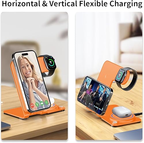 Miniatura 5 de Cargador inalámbrico, estación de carga inalámbrica 3 en 1 de aleación de aluminio para Apple iPhoneiWatchAirpods, iPhone15, 14, 13, 12, 11 (Pro,