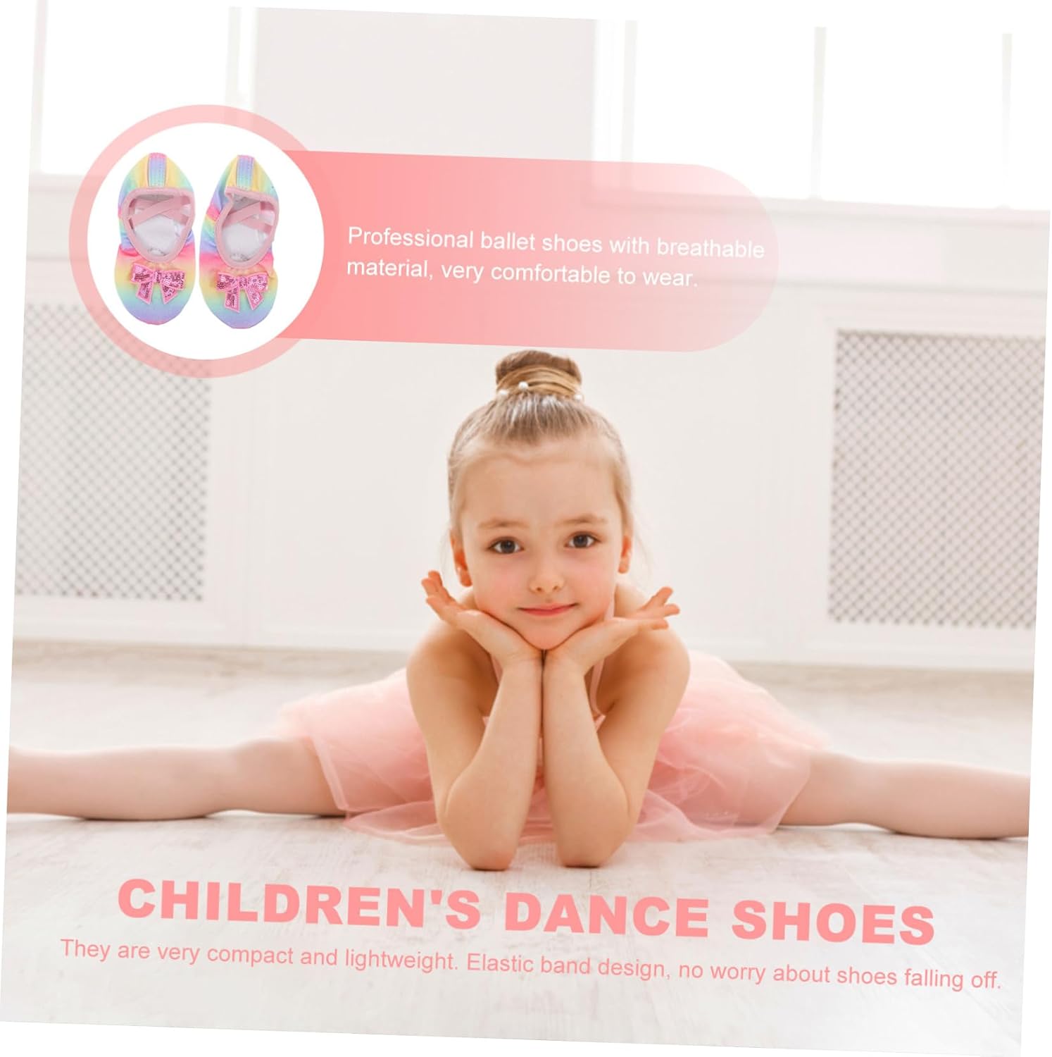 KOMBIUDA 1pair Girls Ballet Shoes for Practice Soft Sole Dance Slippers Iridescent Colors Comfortable Design for Toddlers Versatile Gymnastics Dance Footwear