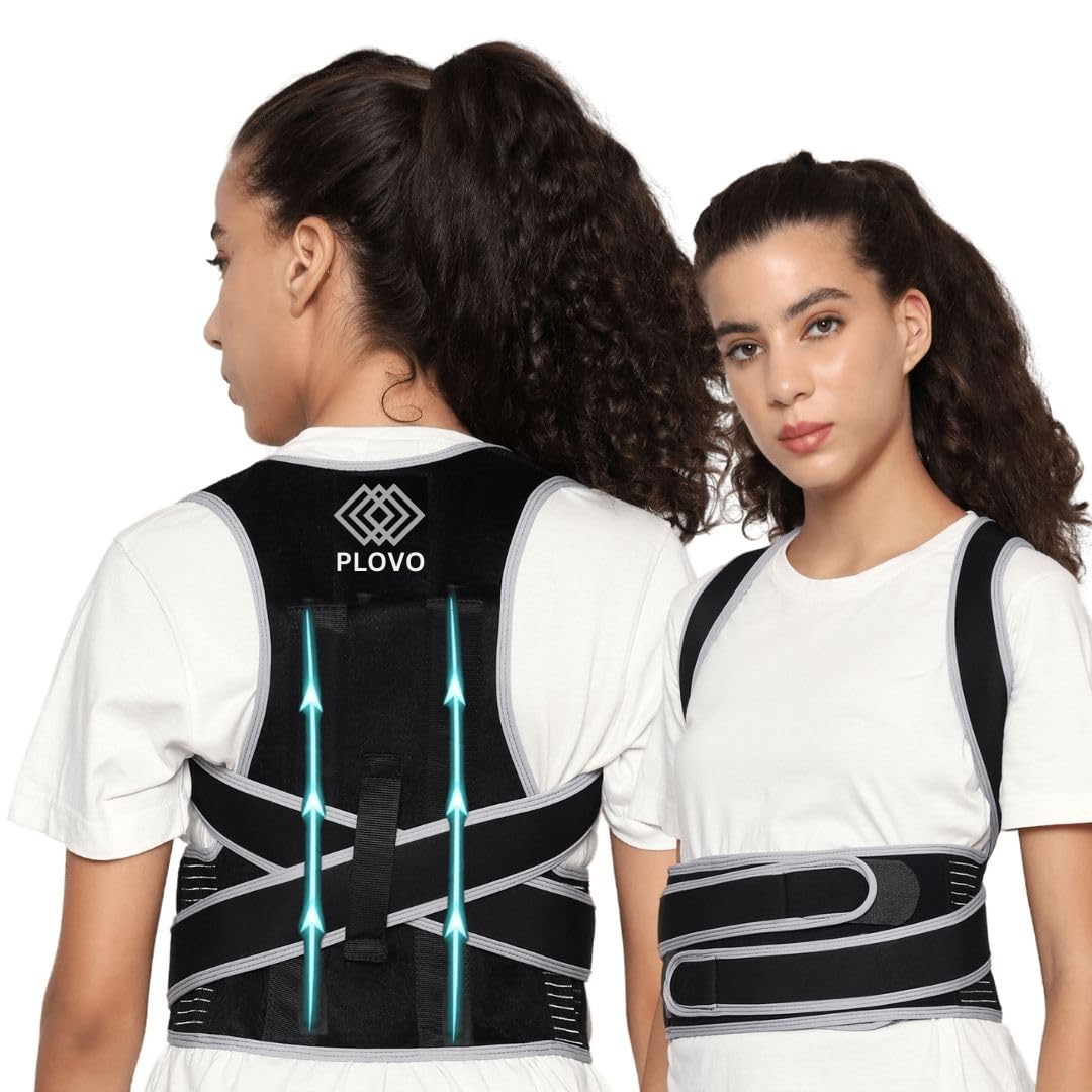 PLOVO ® Lycra Fabric, Foam Free Size Posture Corrector For Men And Women Back Support Belt For Back Pain Back Straight And Shoulder Support Belt (Universal Size)