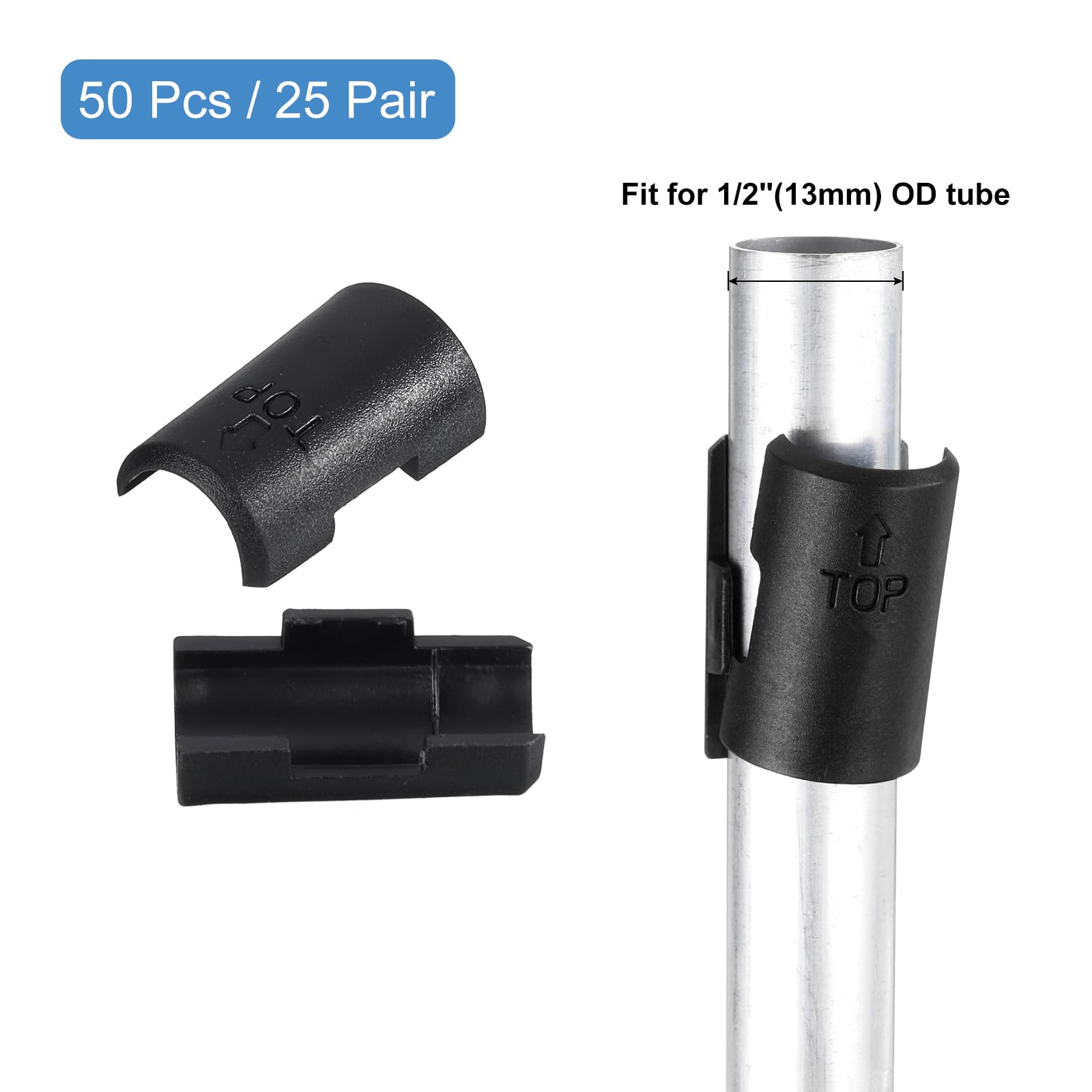 QUARKZMAN 50Stk Draht Regalboden Verschlussklammern Plastik Regalklemmen für 1/2" Post Shelving Regal Hülsen Ersatz für Draht Shelving System Schwarz