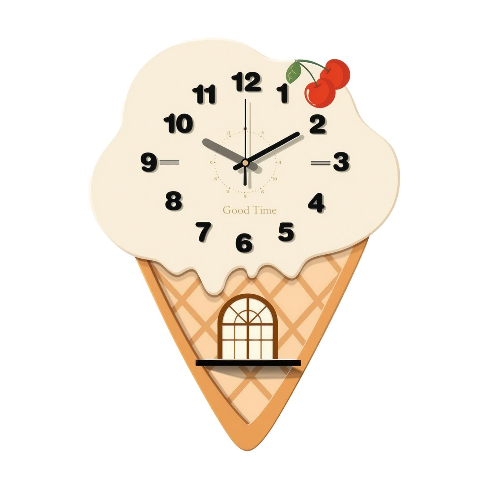 SNAPPSY Ice Cream Cone Wall Clock Playful Cone Shaped Wall Clock