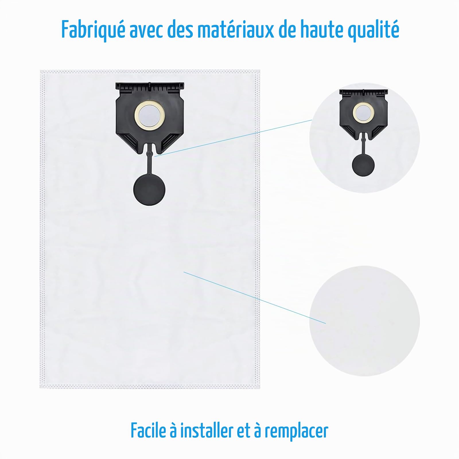 Lot de 6 sacs d'aspirateur de rechange pour Kärcher NT 30/1 Ap Te L NT 30/1 Ap L NT 30/1 Tact L NT 30/1 Tact Te L Accessoires pour aspirateur eau et poussière (6 sacs d'aspirateur + 2 filtres HEPA)