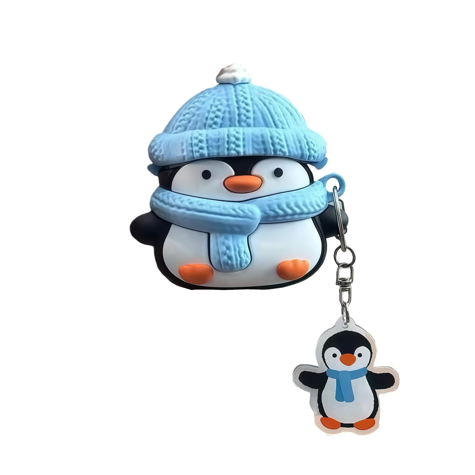 Wireless Charging Earphone Case Compatible with Airpods Pro/Pro2, Cute Christmas Animal Hat Penguin Design Soft Silicone Full Body Protective Skin