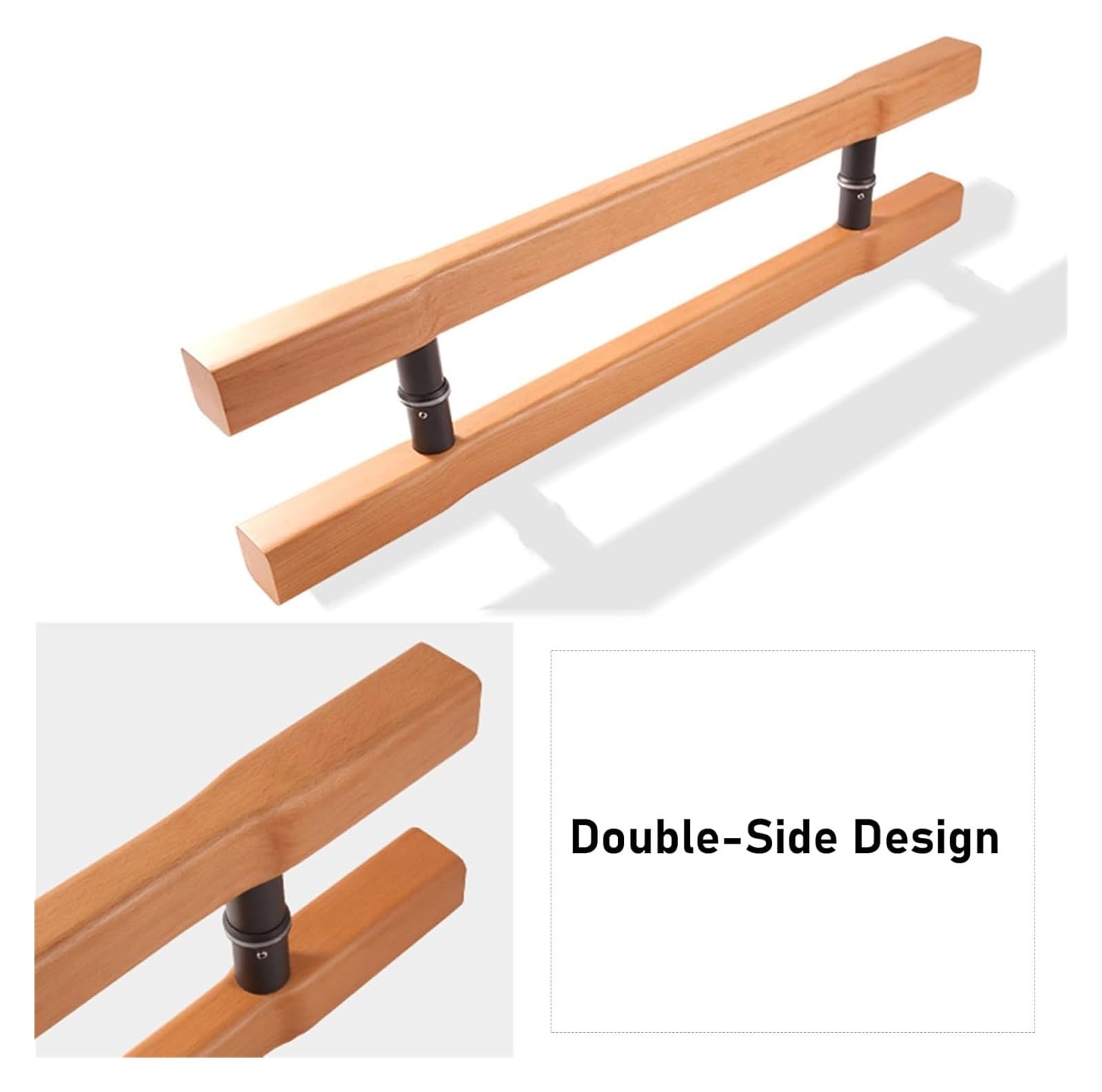 Manija de puerta corrediza de granero, manija de madera para puerta corredera de granero, mango en forma de H de doble cara para puerta interior y exterior de vidrio