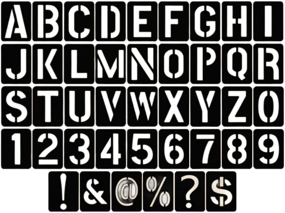 Letter Stencils Symbol Numbers Craft Stencils, 42 Pcs Reusable Alphabet Templates Interlocking Stencil Kit