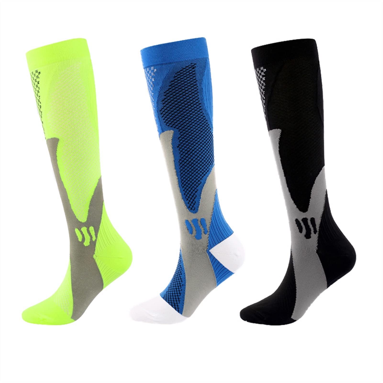 3 Pares/Conjunto de Calcetines de Ciclismo de compresión almacenaje Deportes al Aire Libre Corriendo Calcetines de Senderismo